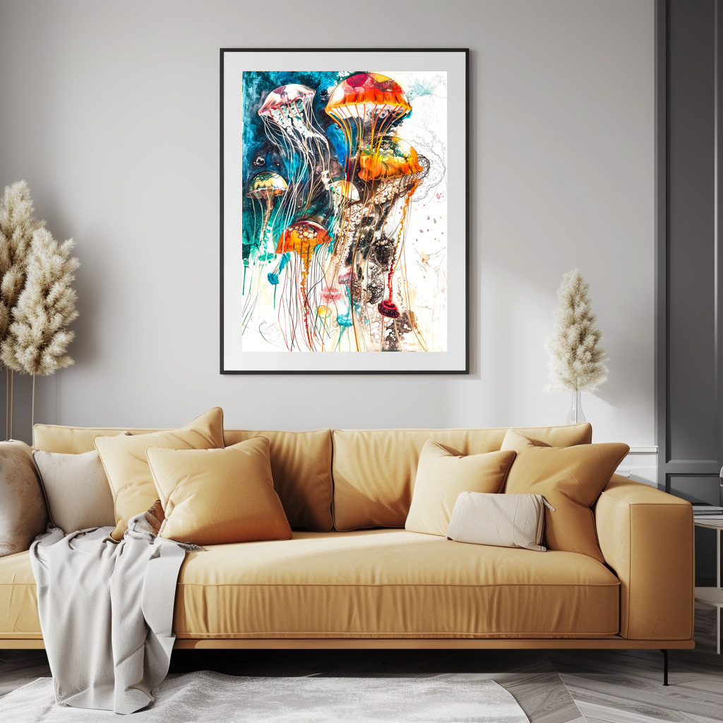 Poster: Abstract Watercolor Illustration of Jellyfish – Image 3