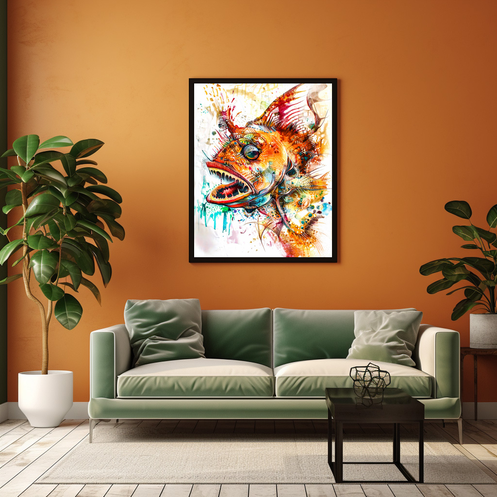 Poster: Abstract Watercolor Illustration of a Deep-Sea Anglerfish – Image 2