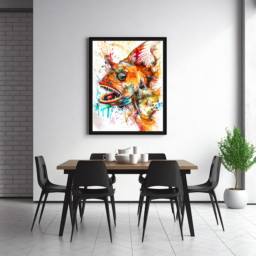 Poster: Abstract Watercolor Illustration of a Deep-Sea Anglerfish – Image 3