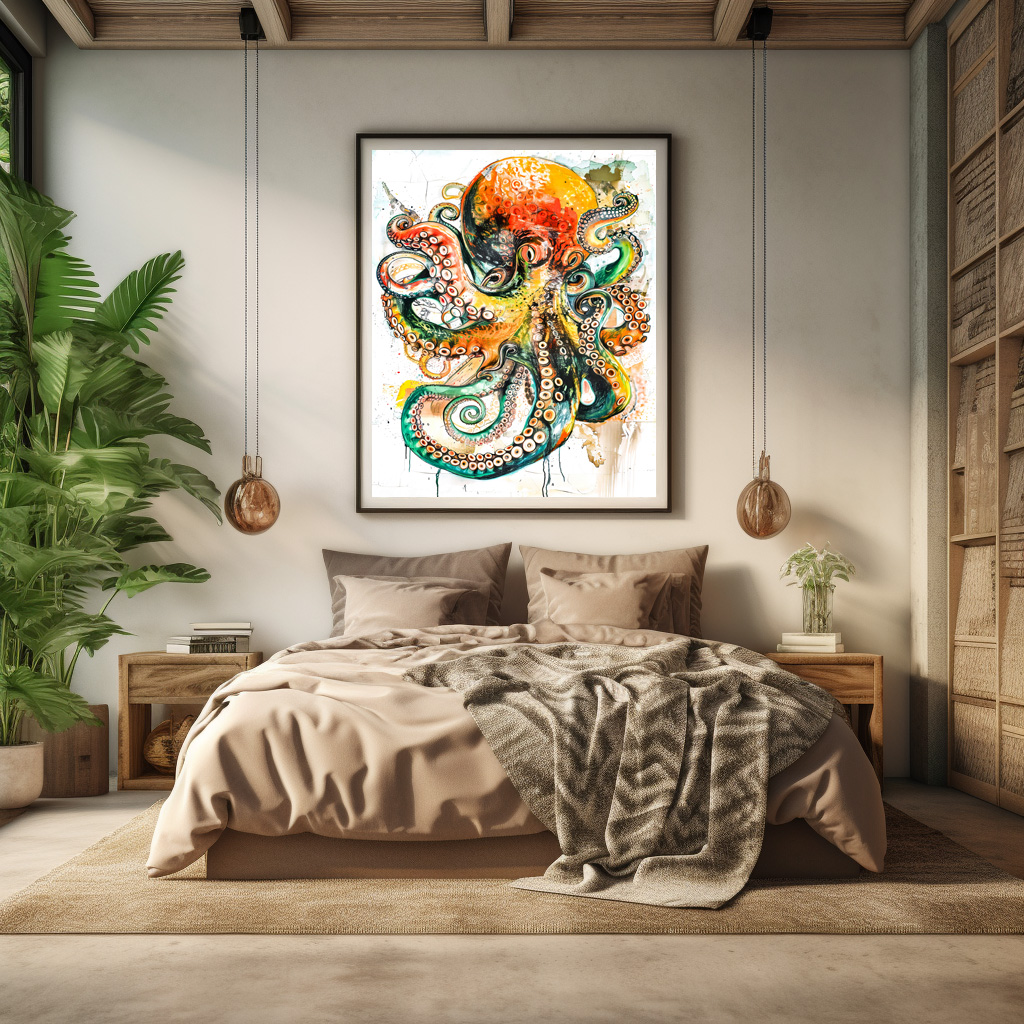 Poster: Abstract Watercolor Illustration of an Octopus - Imagen 3