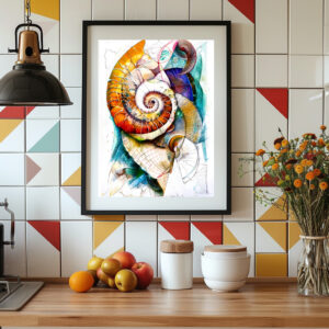 Poster: Abstract Watercolor Illustration of a Nautilus