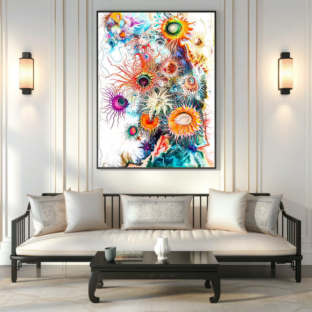 Poster: Abstract Watercolor Illustration of Sea Anemones - immagine 2
