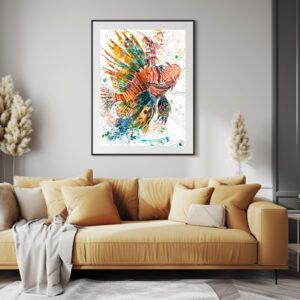 Poster: Abstract Watercolor Illustration of Lionfish
