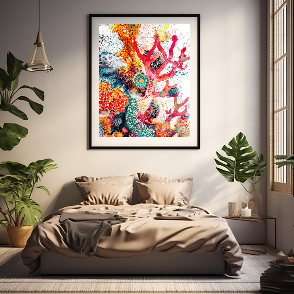 Poster: Abstract Watercolor Illustration of Coral Reefs - immagine 2