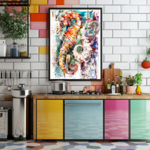 Poster: Abstract Watercolor Illustration of a Seahorse