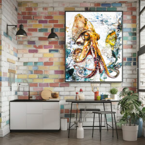 Poster: Abstract Watercolor Illustration of a Squid