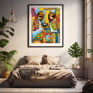 Poster: Retro-Inspired Pop-Art Dog Face