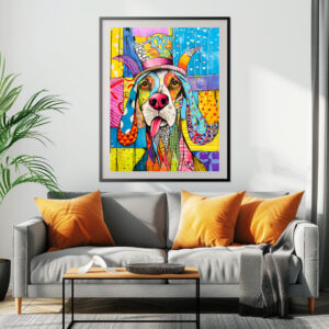 Poster: Pop-Art Dog Portrait in Retro Style
