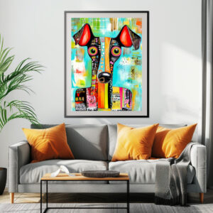 Poster: Crazy Dog Face in Pop-Art Style