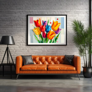 Poster: Colorful Tulips in Modern Abstract Style