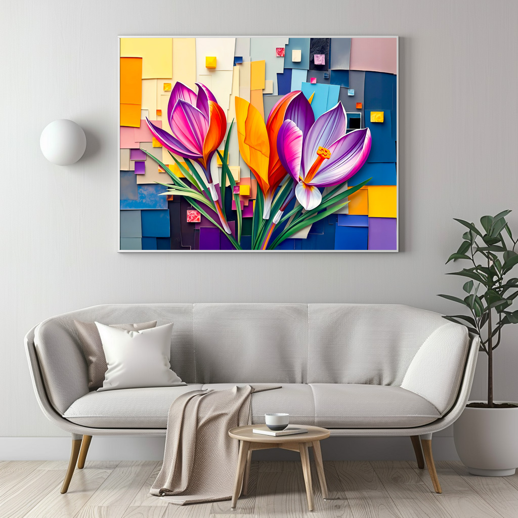 Poster: Charming Crocus in Modern Abstract Style