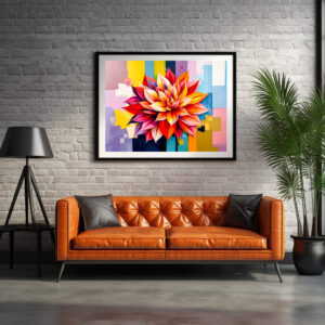 Poster: Colorful Dahlia in Modern Abstract Style