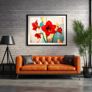 Poster: Vibrant Amaryllis in Modern Abstract Style