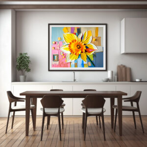 Poster: Radiant Daffodil in Modern Abstract Style