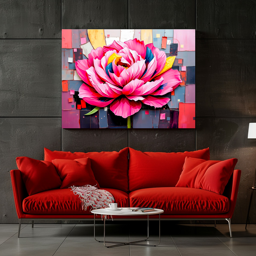 Poster: Delicate Peony in Modern Abstract Style - Image 2