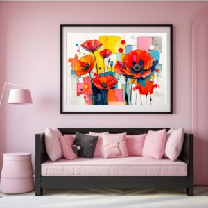 Poster: Vibrant Poppy in Modern Abstract Style