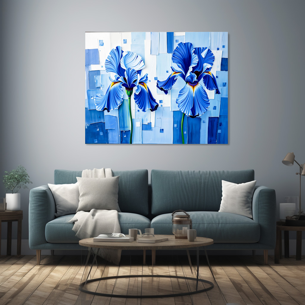 Poster: Elegant Iris in Modern Abstract Style
