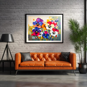 Poster: Charming Pansy in Modern Abstract Style