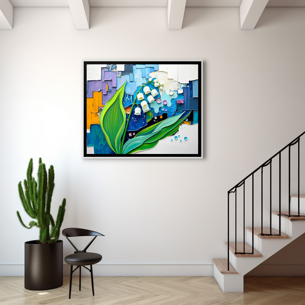 Poster: Graceful Lily of the Valley in Modern Abstract Style - immagine 2