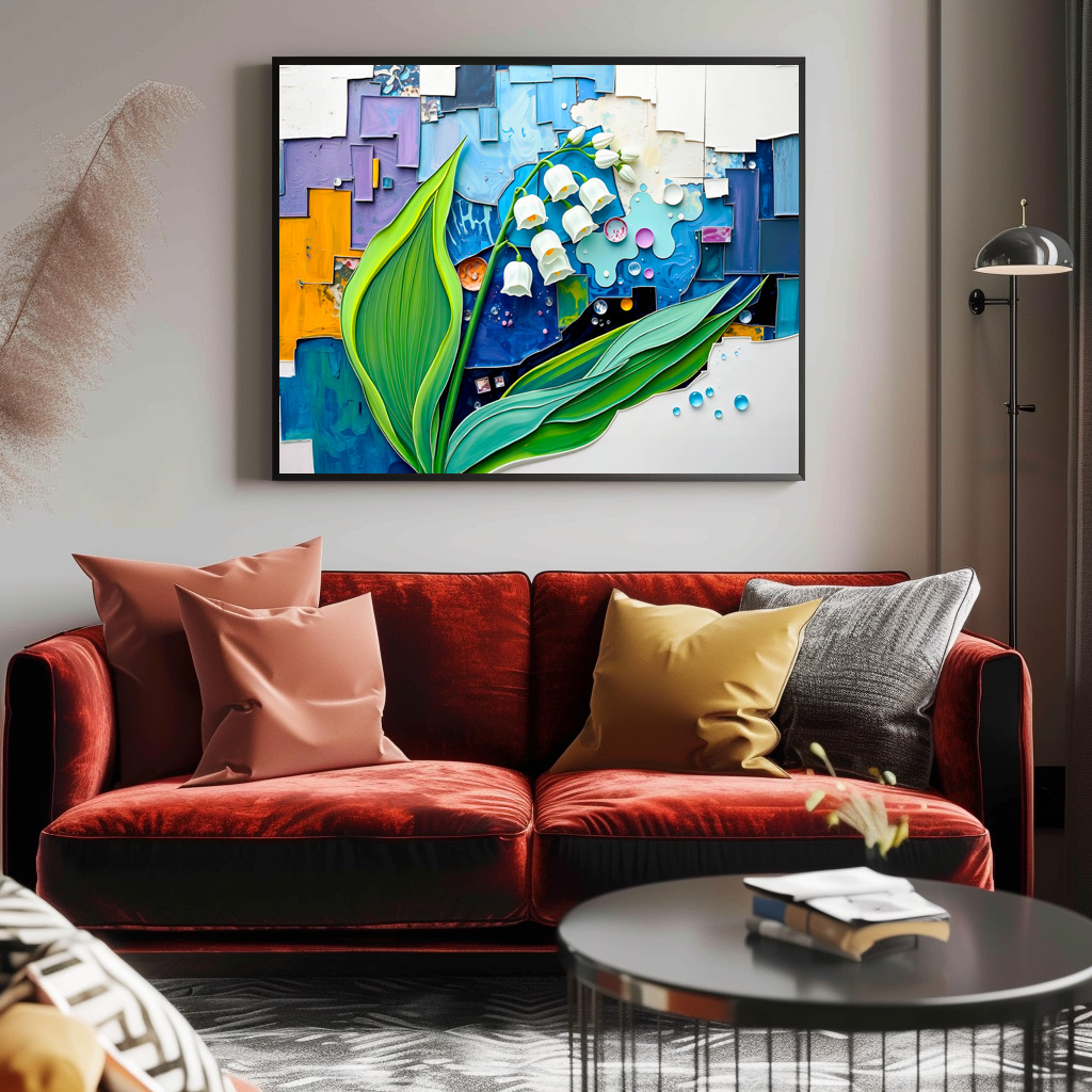 Poster: Graceful Lily of the Valley in Modern Abstract Style - immagine 3