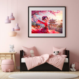 Poster: Comic Girl Dancing with Cherry Blossoms in March