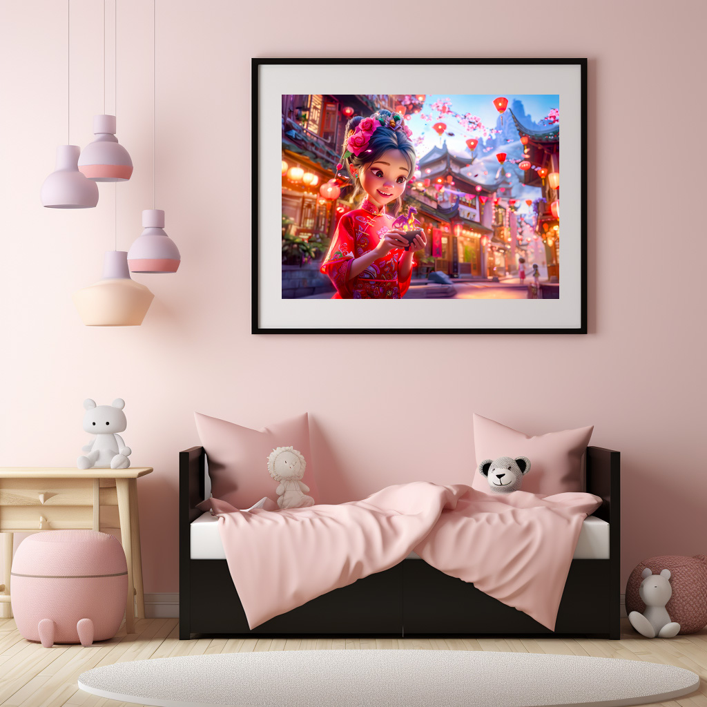 Poster: Comic Girl with Small Hand Dragon Fantasy – Bild 2