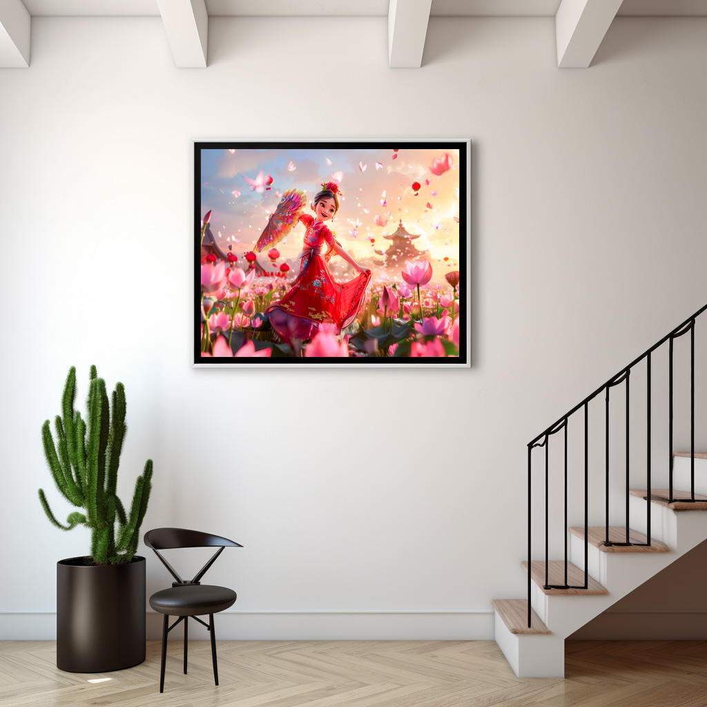 Poster: Comic Girl Aunt with Traditional Fan - Image 2