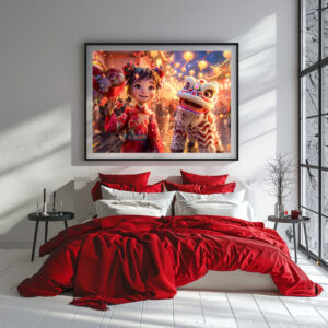 Poster: Comic Girl in Dragon Costume for Chinese New Year