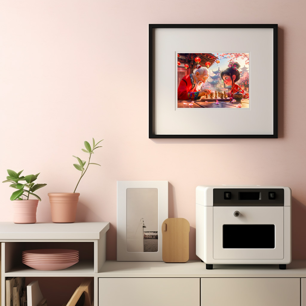 Poster: Girl and Grandpa Playing Modern Chess – Bild 2