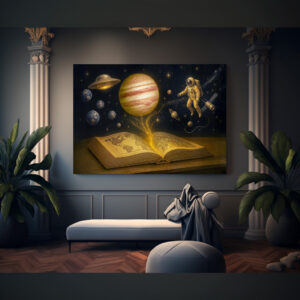 Poster: Astronaut floats from cosmic storybook