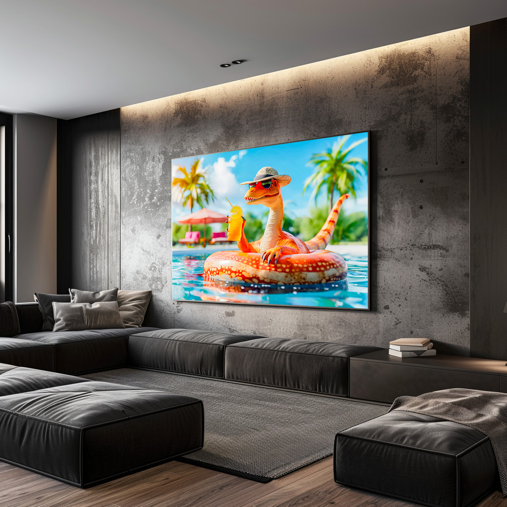 Poster: Dino in Pool with Cocktail - Image 3