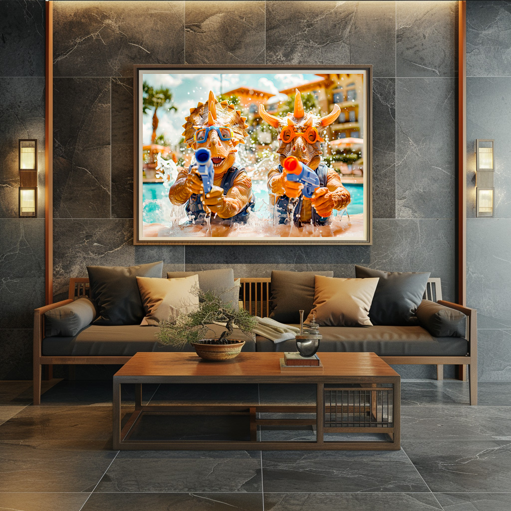 Poster: Dinosaurs Water Fight on Beach - Image 2