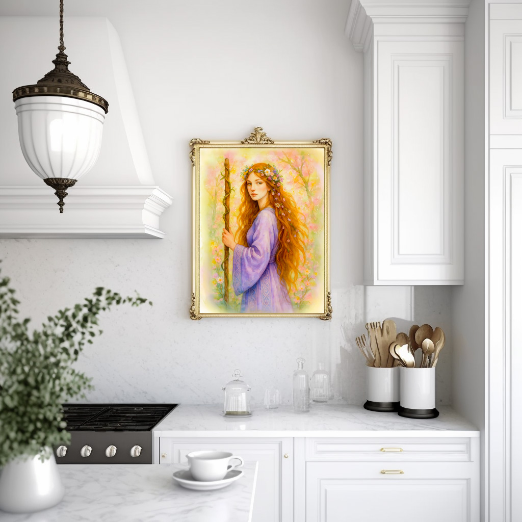 Poster: Celtic druidess with violet robe and staff - immagine 3