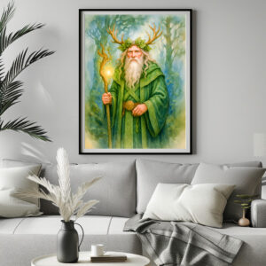 Poster: Celtic forest druid with antler crown