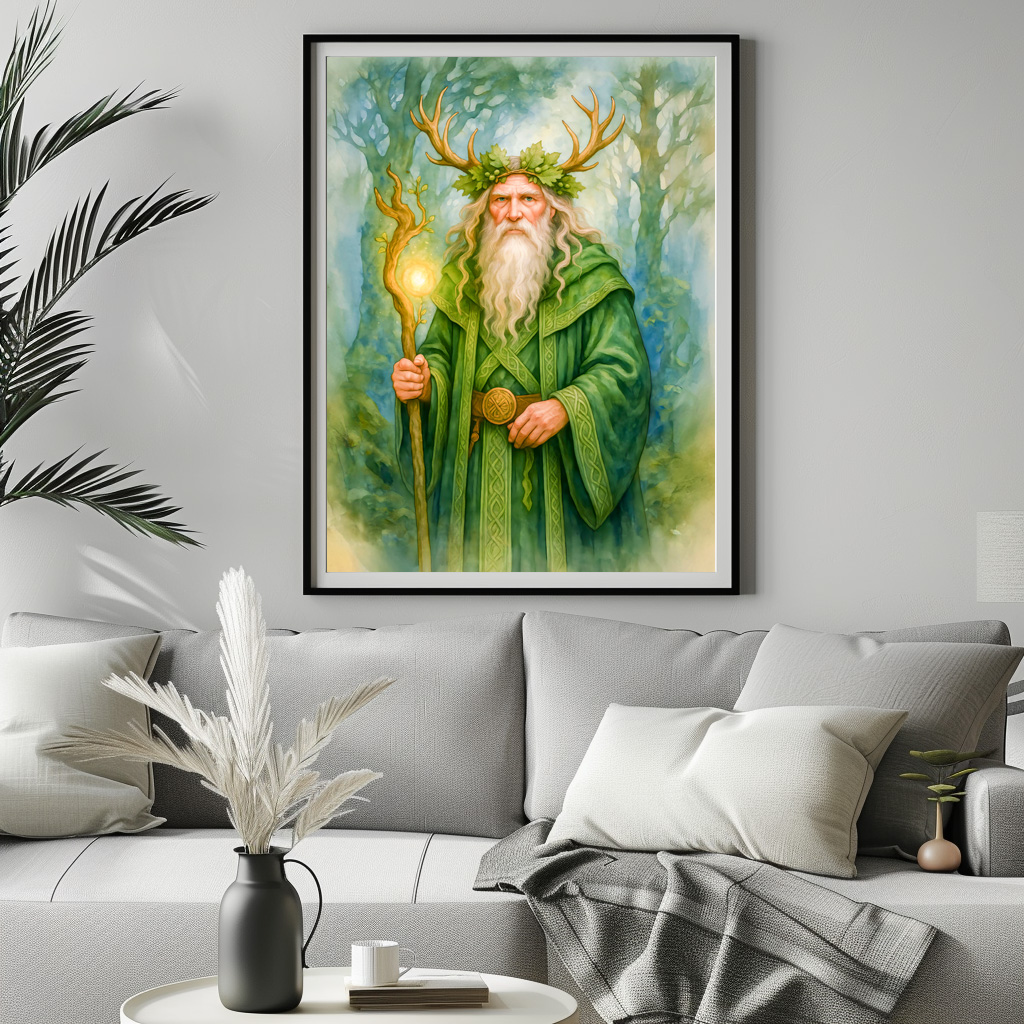 Poster: Celtic forest druid with antler crown