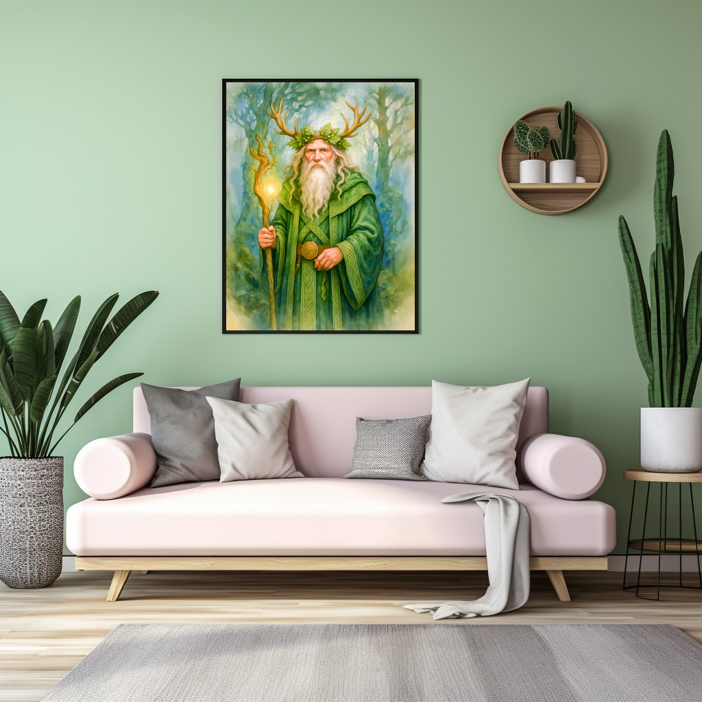 Poster: Celtic forest druid with antler crown - Image 3
