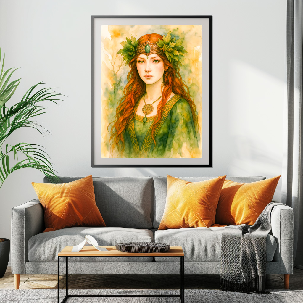 Poster: Celtic druidess with oak leaf crown