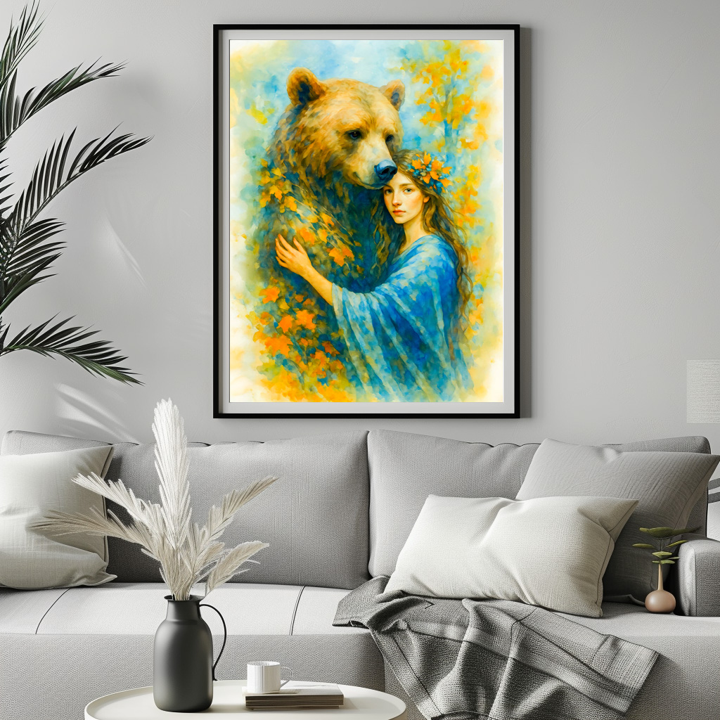 Poster: Celtic druidess with spirit bear - immagine 2