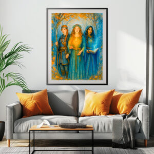 Poster: Three Celtic druidesses with glowing orb