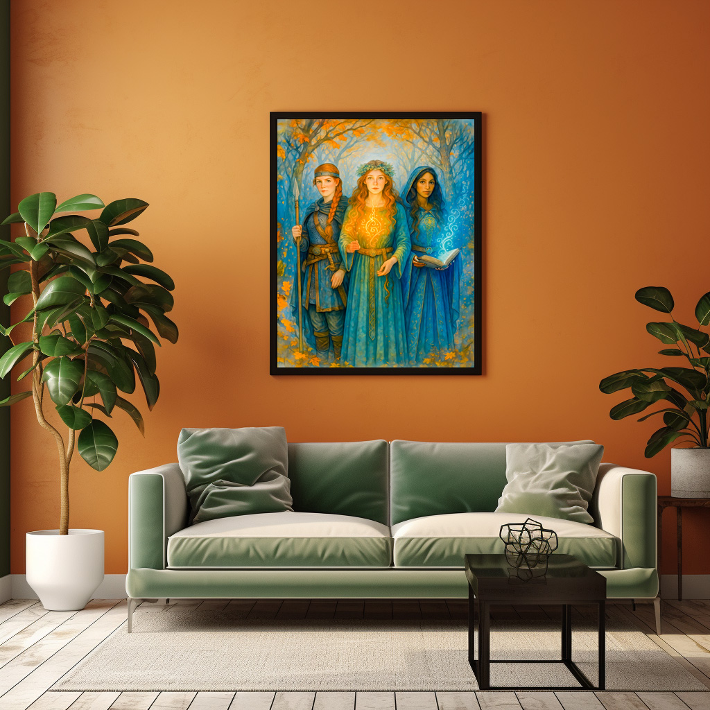 Poster: Three Celtic druidesses with glowing orb - immagine 2