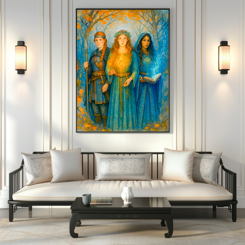 Poster: Three Celtic druidesses with glowing orb - immagine 3