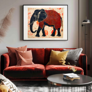 Poster: Dual-Tone Elephant on Cream Background