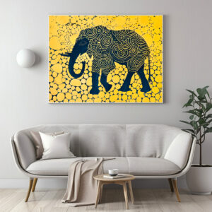 Poster: Black and Yellow Elephant on Honeycomb
