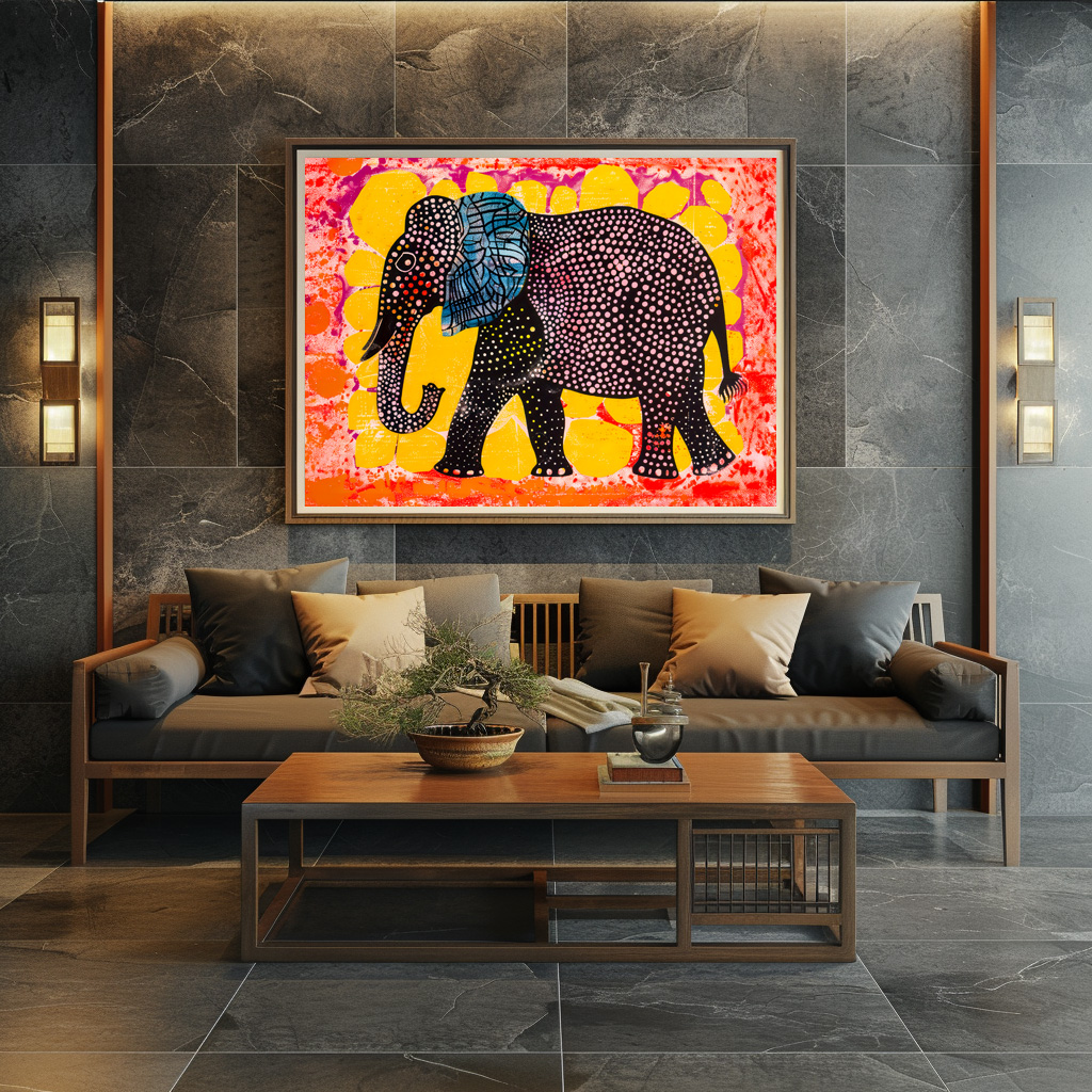 Poster: Vibrant Elephant with Pink Circles - immagine 2