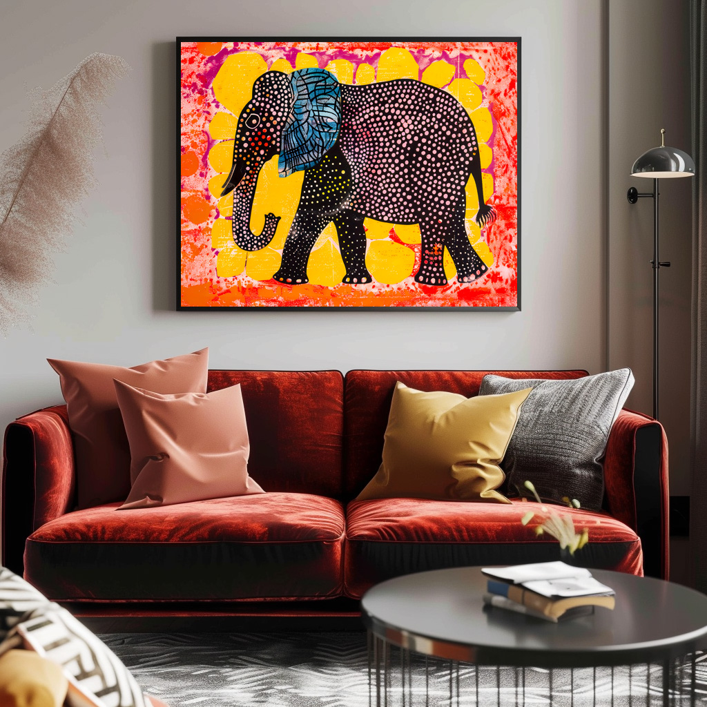 Poster: Vibrant Elephant with Pink Circles - immagine 3