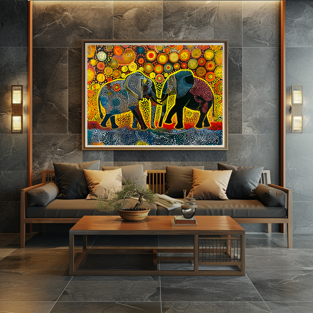 Poster: Elephant Couple with Sunflowers - immagine 2