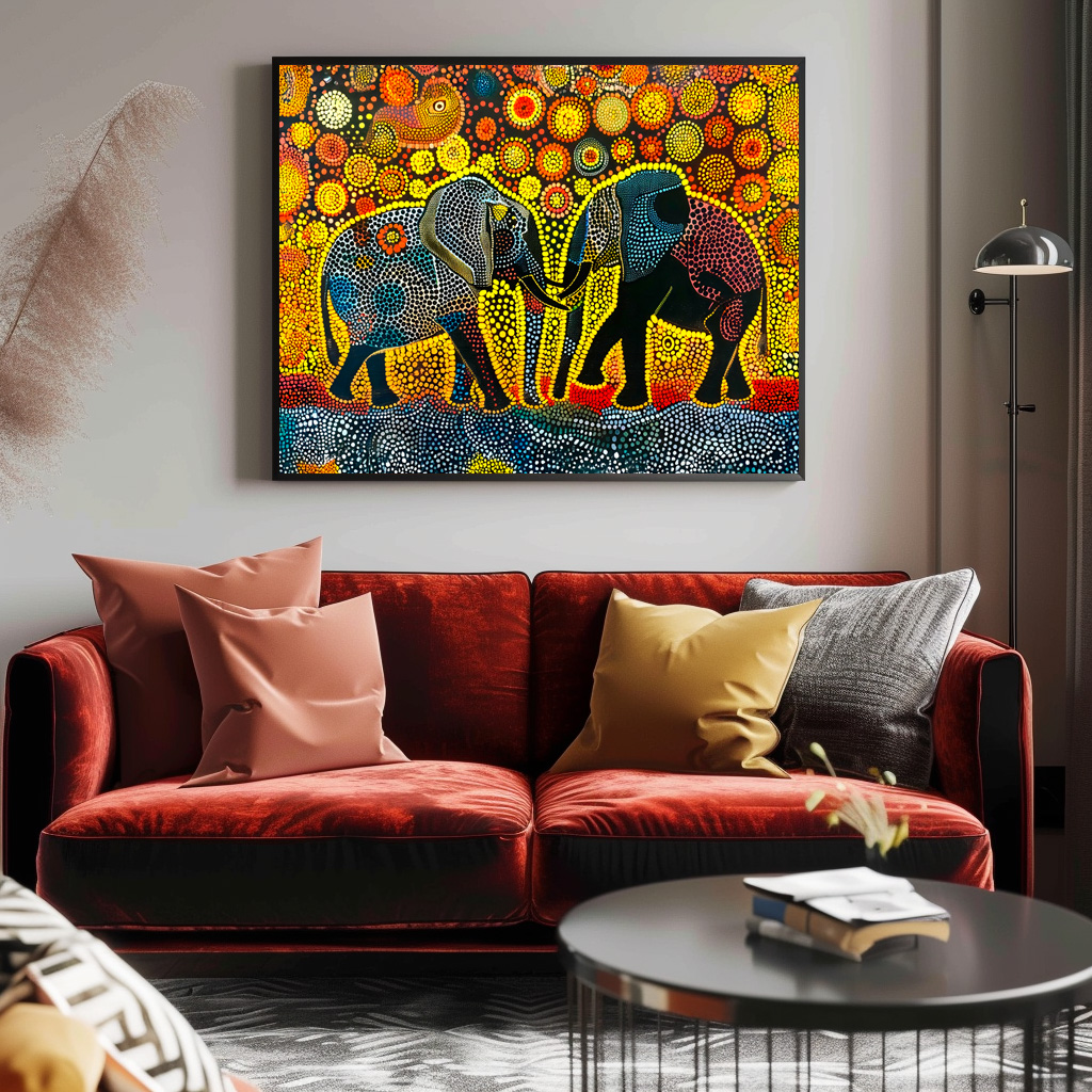 Poster: Elephant Couple with Sunflowers - immagine 3
