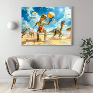 Poster: Dinosaur Beach Volleyball Game