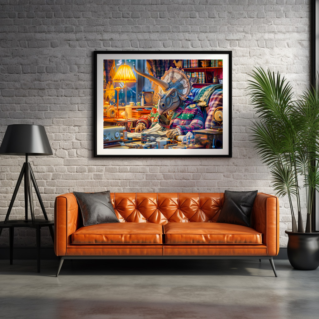 Poster: Knitting Triceratops in a Cozy Armchair - immagine 2