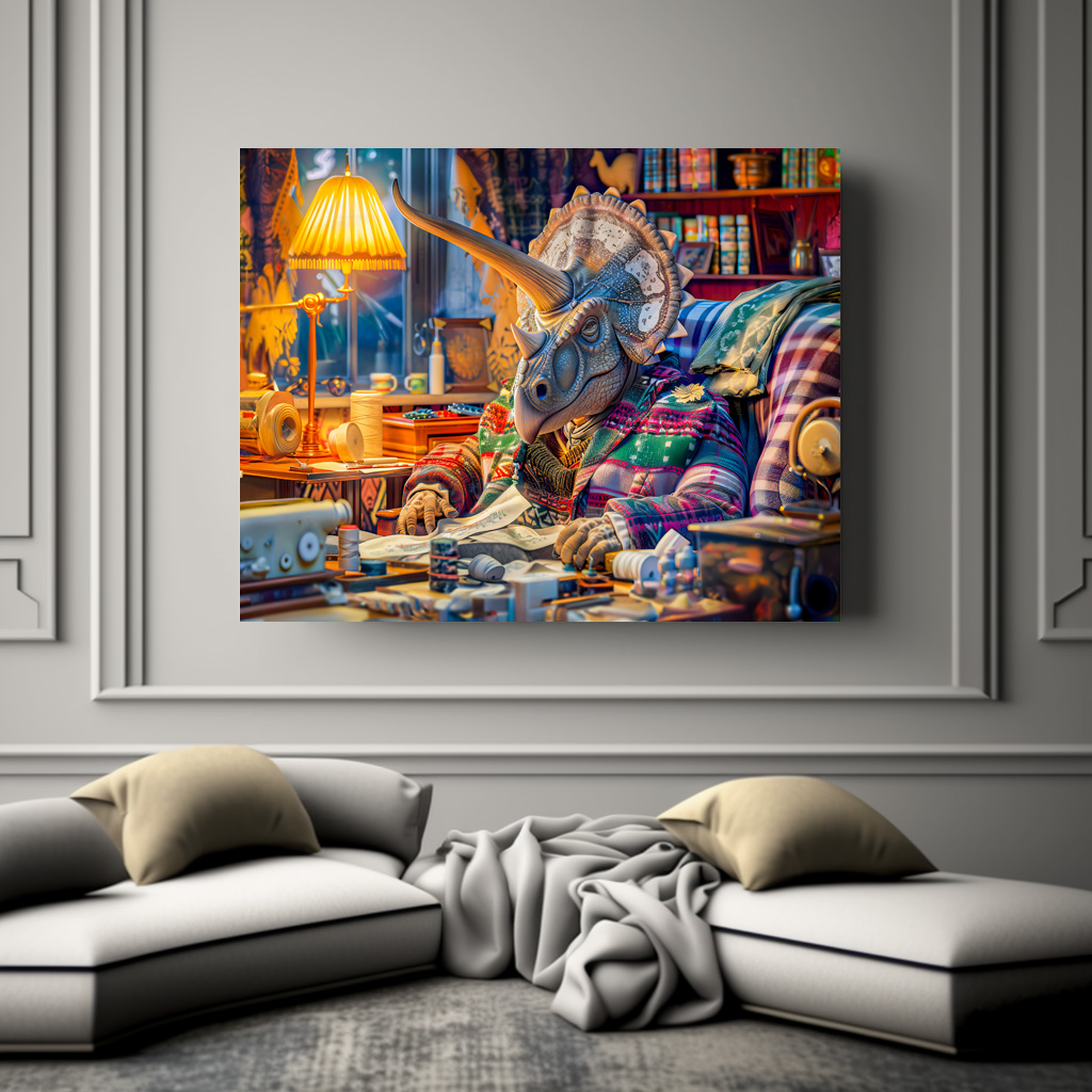 Poster: Knitting Triceratops in a Cozy Armchair - immagine 3